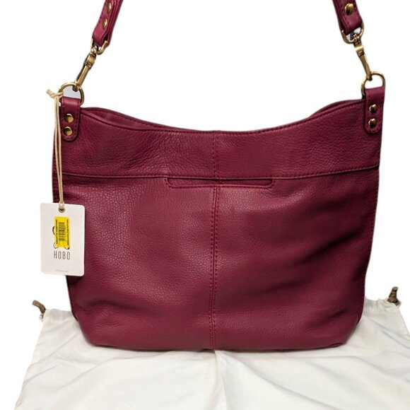 HOBO Pier Shoulder Bag Mulberry Glaze Pebbled Leather Convertible Crossbody - Picture 5 of 16